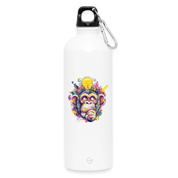 Glowing Monkey Graffiti - Water Bottle with carabiner 750 ml - white - Front