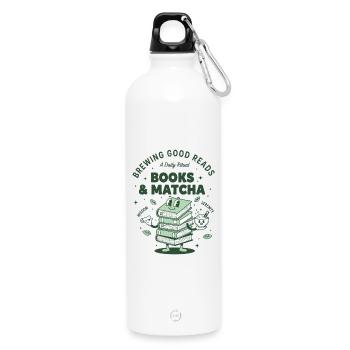 Books And Matcha Brewing Good Reads Matcha Tea - Trinkflasche mit Karabiner 750 ml - Weiß - Vorne