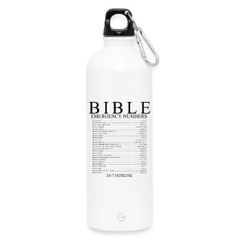 Bibel-Notfallzahlen Christliches Glaubensdesign - Trinkflasche mit Karabiner 750 ml - Weiß - Vorne