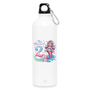 Sirène 2e anniversaire 2 ans - Gourde en inox avec mousqueton 750 ml - blanc - Devant