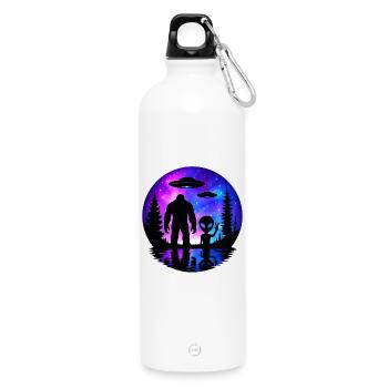 Vaisseau spatial extraterrestre Bigfoot, OVNI Sasquatch Believers - Gourde en inox avec mousqueton 750 ml - blanc - Devant