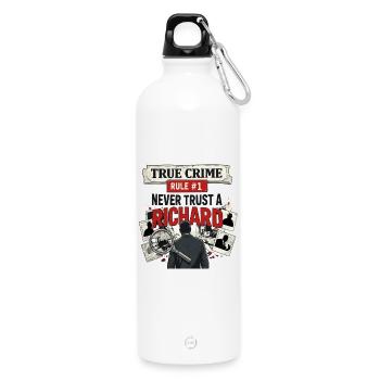 True Crime Richard - Water Bottle with carabiner 750 ml - white - Front