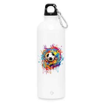 Foot Football Ballon Joueur Supporter Maillot Tee - Gourde en inox avec mousqueton 750 ml - blanc - Devant