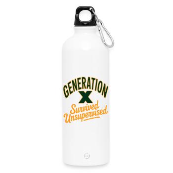 Generation X Survived Unsupervised - Trinkflasche mit Karabiner 750 ml - Weiß - Vorne