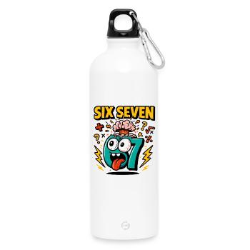 Six Seven 67 Italian Brainrot Nerd Humour Drôle - Gourde en inox avec mousqueton 750 ml - blanc - Devant