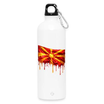 Macedonian Flag Drop - Water Bottle with carabiner 750 ml - white - Front