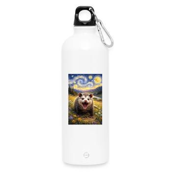 Opossum Sternennacht - Trinkflasche mit Karabiner 750 ml - Weiß - Vorne