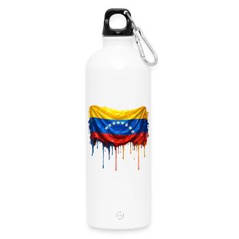 Venezuela Drop Flag - Water Bottle with carabiner 750 ml - white - Front