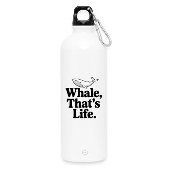 Whale, That's Life. - Water Bottle with carabiner 750 ml - white - Front