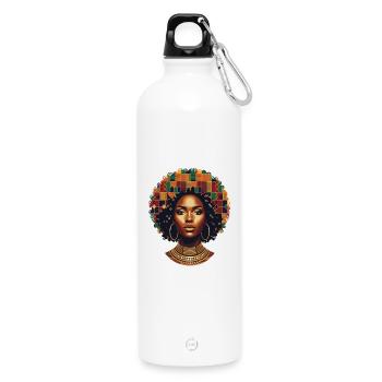 Kunstvolles Afro-Porträt - Trinkflasche mit Karabiner 750 ml - Weiß - Vorne