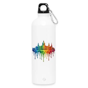Hanover with colorful gradient color - Water Bottle with carabiner 750 ml - white - Front