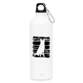 Deutscher Schäferhund Zeichnung - Trinkflasche mit Karabiner 750 ml - Weiß - Vorne