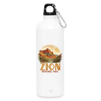 Zion National Park - Water Bottle with carabiner 750 ml - white - Front
