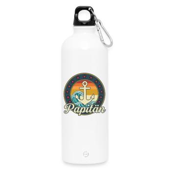 Papitän avec ancre de navire et capitaine des vagues de mer - Gourde en inox avec mousqueton 750 ml - blanc - Devant