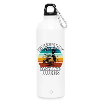 Lustige Stockente Sprüche - Trinkflasche mit Karabiner 750 ml - Weiß - Vorne