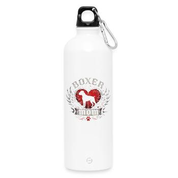 Boxer Herzflügel Emblem - Trinkflasche mit Karabiner 750 ml - Weiß - Vorne