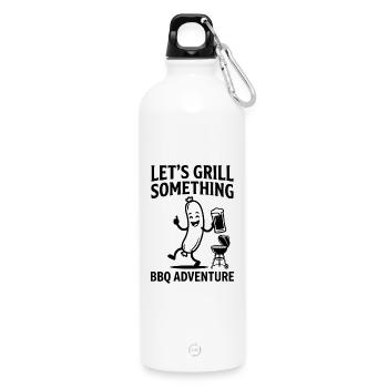 Lets Grill Something BBQ Adventure - Water Bottle with carabiner 750 ml - white - Front