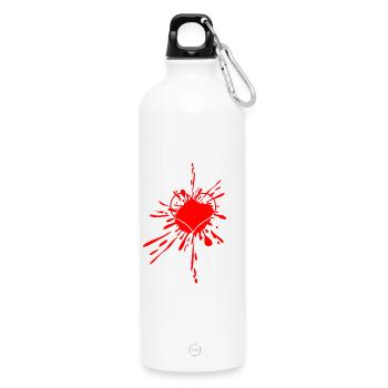 Art éclaboussuré de cœur - Gourde en inox avec mousqueton 750 ml - blanc - Devant