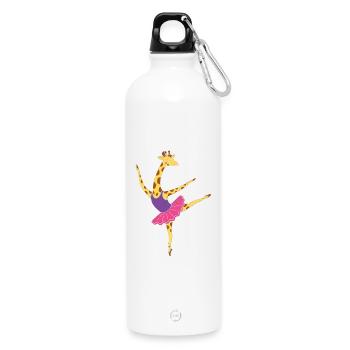 Giraffenballett im Pink Tutù - Trinkflasche mit Karabiner 750 ml - Weiß - Vorne