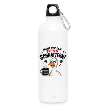  Nicht vor dem ersten Schnattern Kaffee oder Chaos - Trinkflasche mit Karabiner 750 ml - Weiß - Vorne