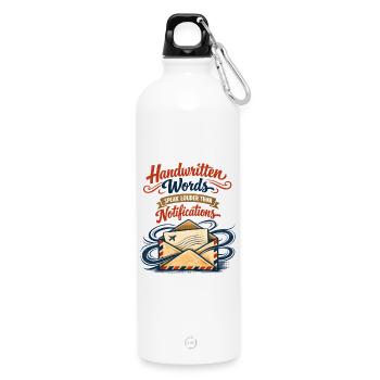 Handschrift statt Push | Snail Mail - Trinkflasche mit Karabiner 750 ml - Weiß - Vorne