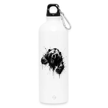 Dark Bear Spritz Graffiti - Water Bottle with carabiner 750 ml - white - Front