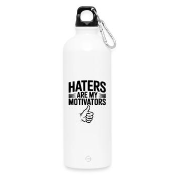 Les haineux sont mes motivations - Gourde en inox avec mousqueton 750 ml - blanc - Devant