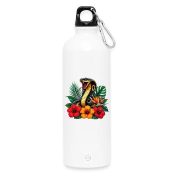 Serpent dans le parc des fleurs tropicales - Gourde en inox avec mousqueton 750 ml - blanc - Devant