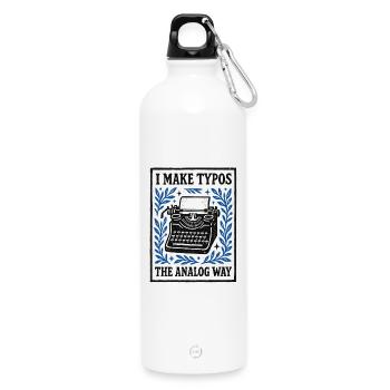 Tippfehler analog | Schreibmaschine Humor - Trinkflasche mit Karabiner 750 ml - Weiß - Vorne