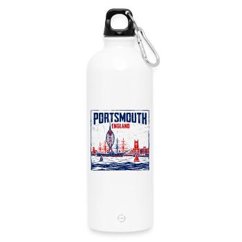Portsmouth Angleterre Skyline avec voilier - Gourde en inox avec mousqueton 750 ml - blanc - Devant