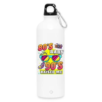 80er 90er Retro Vibe - Trinkflasche mit Karabiner 750 ml - Weiß - Vorne