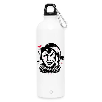 Playing card joker - Water Bottle with carabiner 750 ml - white - Front