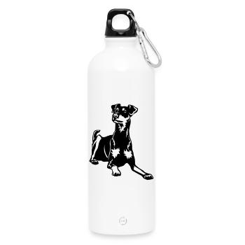 German Pinscher - Water Bottle with carabiner 750 ml - white - Front