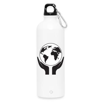 Save our planet - Water Bottle with carabiner 750 ml - white - Front
