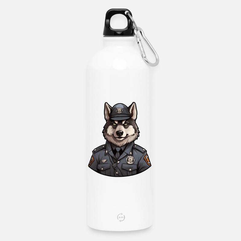 Polizei Wolf - Trinkflasche mit Karabiner 750 ml - Weiß