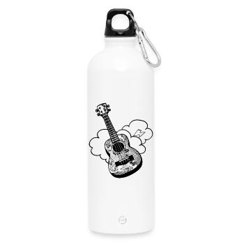 Ukulele Cartoon - Trinkflasche mit Karabiner 750 ml - Weiß - Vorne