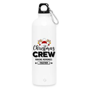 équipage de Noël, conception festive du chapeau de Père Noël de renne - Gourde en inox avec mousqueton 750 ml - blanc - Devant