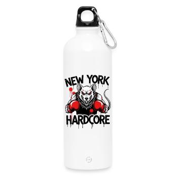 Urban Bulldog Kampf für NY Hardcore - Trinkflasche mit Karabiner 750 ml - Weiß - Vorne