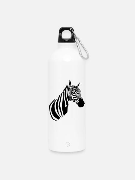 Zebra T-Shirt - Water Bottle with carabiner 750 ml - white