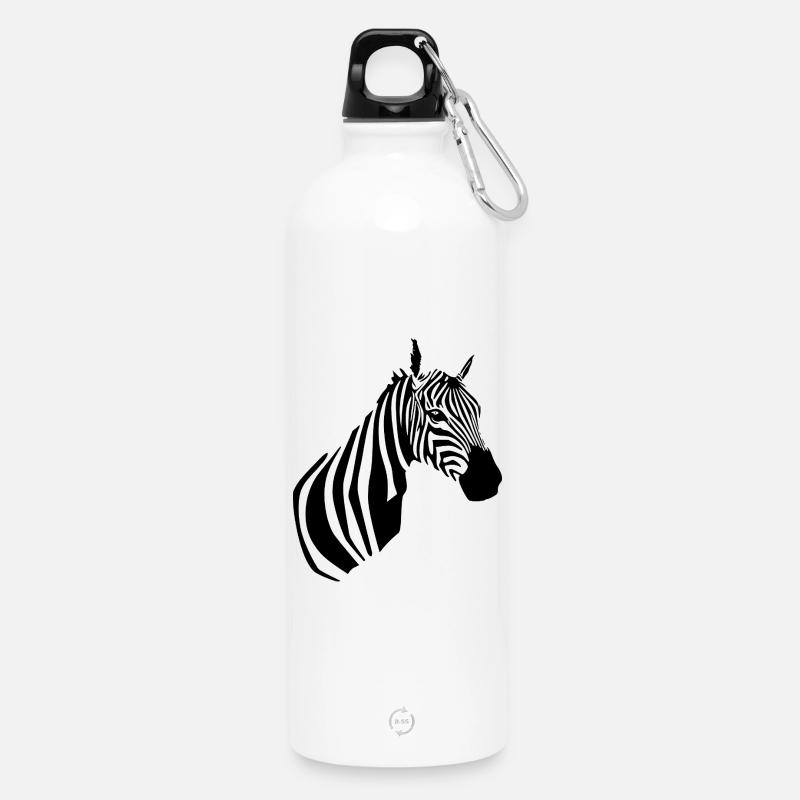 Zebra T-Shirt - Water Bottle with carabiner 750 ml - white
