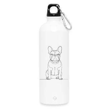 Frenchie Cute Gift Funny Dog Mom - Water Bottle with carabiner 750 ml - white - Front