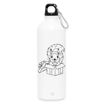 Un mignon écureuil de Noël dans une boîte cadeau - Gourde en inox avec mousqueton 750 ml - blanc - Devant