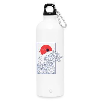 Snowboard, japonais vintage - Gourde en inox avec mousqueton 750 ml - blanc - Devant