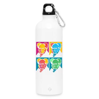 Schopenhauer Pop-Art-Porträtblock - Trinkflasche mit Karabiner 750 ml - Weiß - Vorne