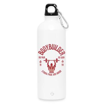 Bodybuilder Lifestyle – Strength & Muscle Power - Water Bottle with carabiner 750 ml - white - Front