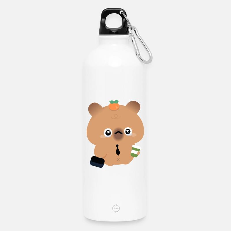 Kaffee-Kapybara - Trinkflasche mit Karabiner 750 ml - Weiß