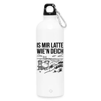 Mir Latte wie Deich Lustiger Norddeutsch Spruch - Trinkflasche mit Karabiner 750 ml - Weiß - Vorne