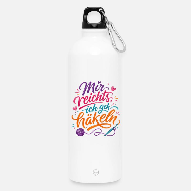 I've had enough, I'm going crocheting. Saying Wool - Water Bottle with carabiner 750 ml - white