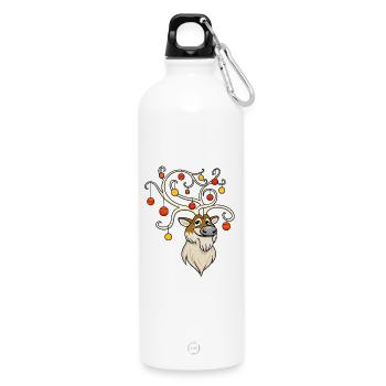 Festive Reindeer - Water Bottle with carabiner 750 ml - white - Front