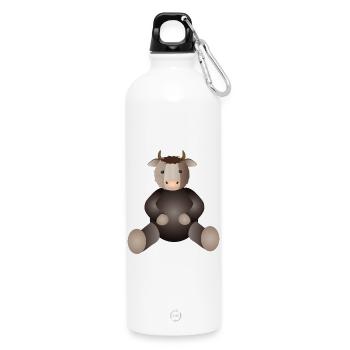 goldiger Ochse für Tierfreunde ein Must Have - Trinkflasche mit Karabiner 750 ml - Weiß - Vorne